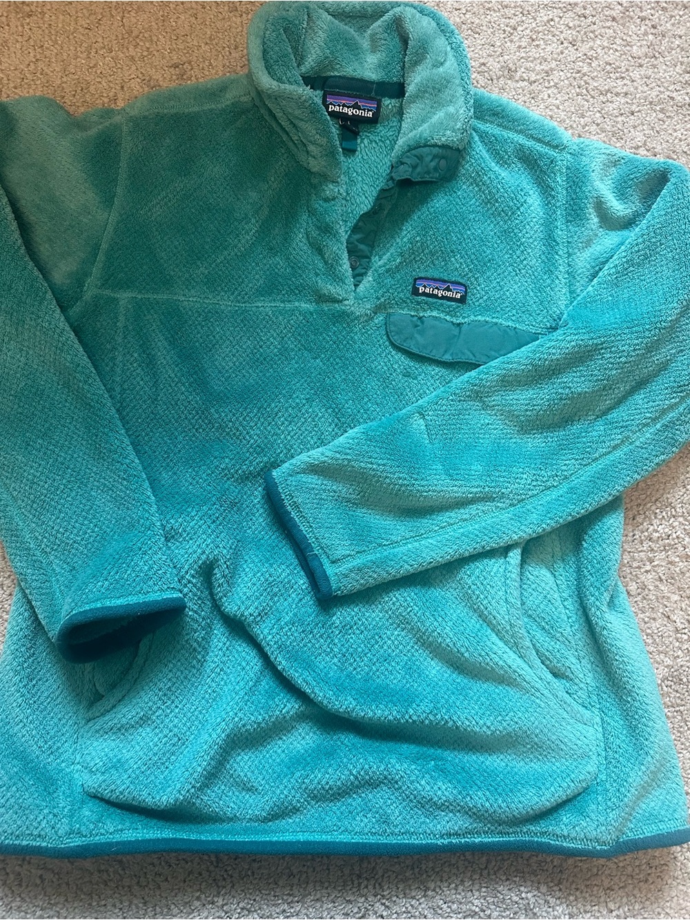 Patagonia Women’s Re-Tool Snap-T Fleece Pullover – Size Large – Turquoise/Aqua
